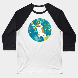 Floral Cat Baseball T-Shirt